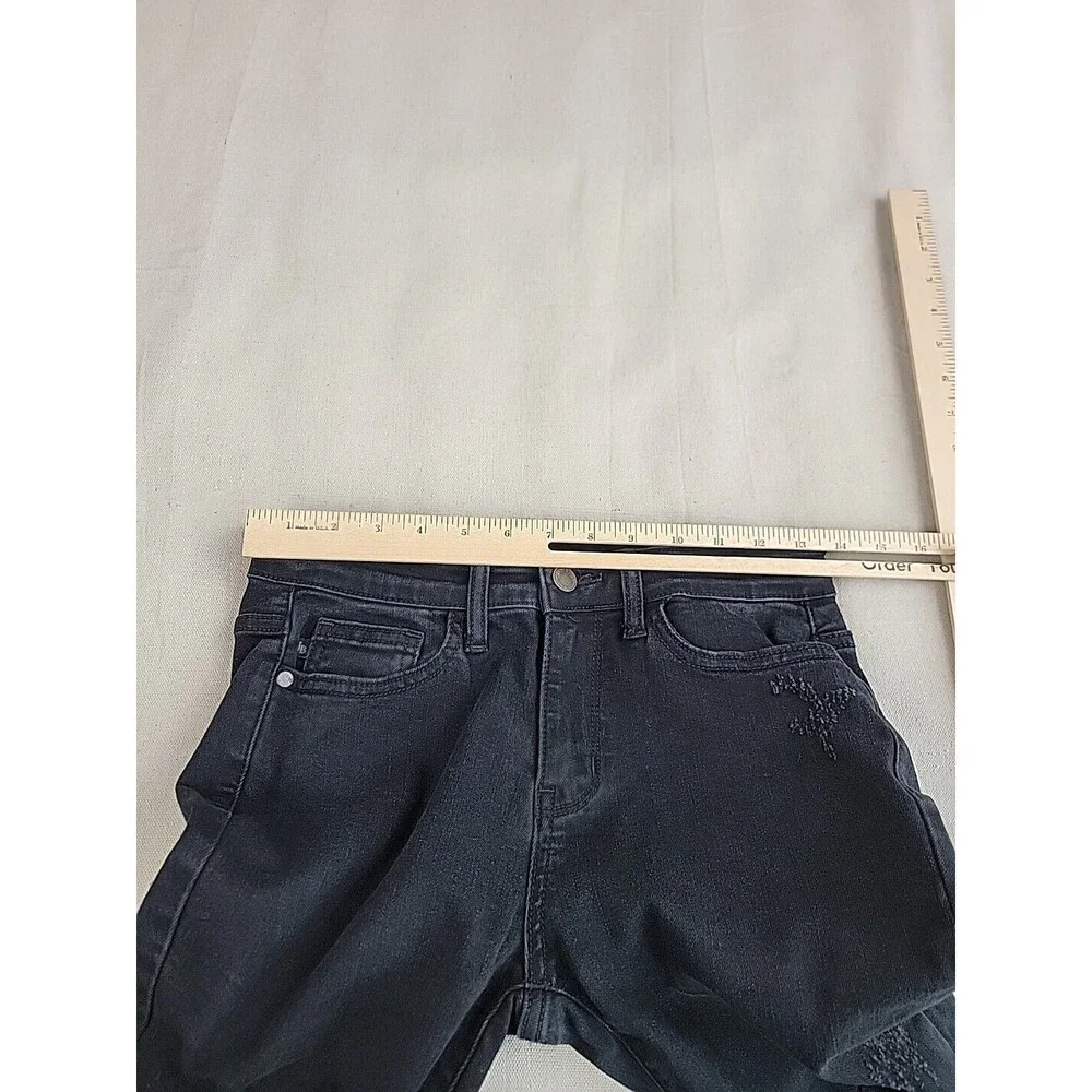 Judy Blue‎ Skinny Jeans Womens 3/26 Black Distressed Leopard Print Patch Edgy